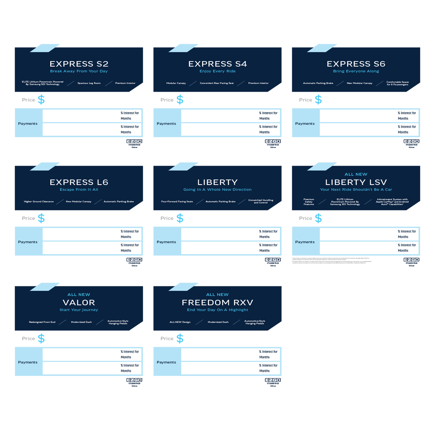 E-Z-GO Window Stickers 8" x 10"