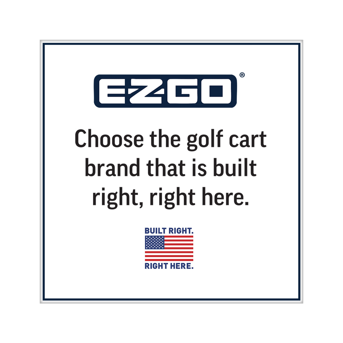 12" x 12" Built Right. Right Here. Window Cling